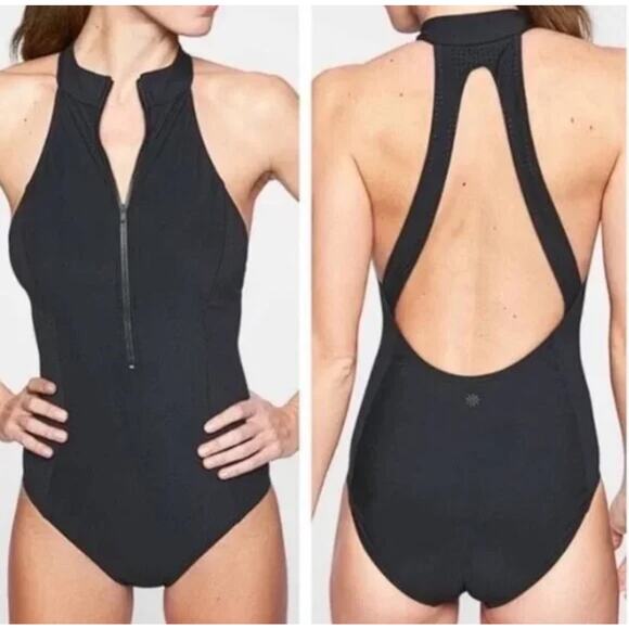 Athleta Bonaire Zip Front One-Piece Swimsuit Size Large - Picture 2 of 10